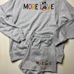 Disney Mickey Mouse crewneck sweater more love sweater and shorts set lounge set